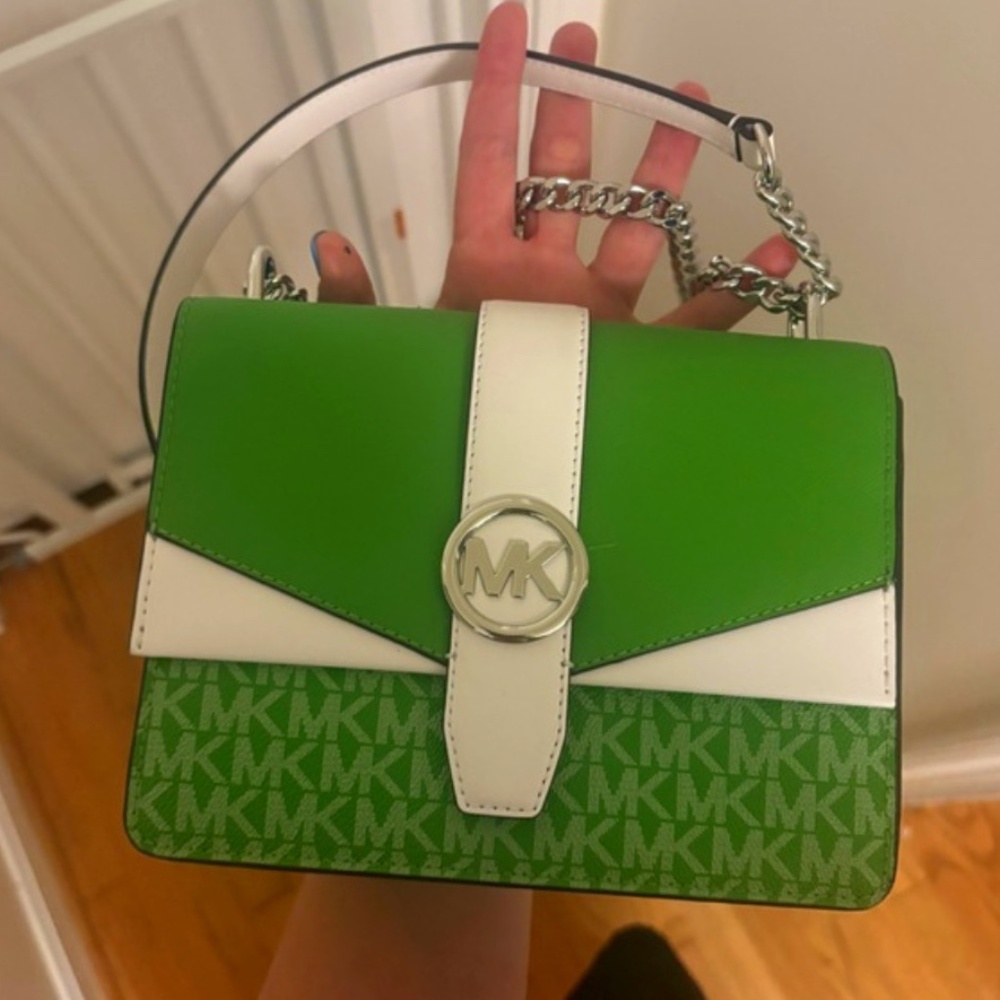 NWT Michael Kors Greenwich Small Color-Block Signature Logo Flap Crossbody Bag